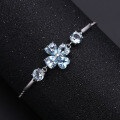 wholesale S925 Sterling Silver Luxury Design Natural Topaz Four-Leaf Clover Gemstone Bracelet-0-1