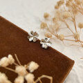 wholesale Sterling Silver Minimalist Four-Leaf Clover Stud Earrings for Women, Dainty and Versatile Fresh Style Ear Accessories Trendy-0-3