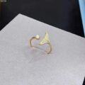 wholesale 925 Sterling Silver Fishtail Adjustable Ring for Women, Fashionable and Unique Index Finger Ring, Trendy Ins Style Ring, Minimalist and Cold-Toned Pinky Ring-0-2