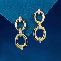 wholesale S925 Metal European & American New Simple Hoop Ear Studs Hip-hop Ins Style Women's Earrings-E451 Gold 925 Silver