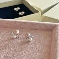 wholesale S925 Sterling Silver Exquisite and Dainty Mixed-Color Pearl Earrings with Diamond Accents, Elegant and Sweet Zircon Earrings-0-0