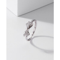 wholesale 925 Sterling Silver Bow Ring Women Small Design New Simple Adjustable Index Finger Ring Light Luxury High-End-Bowknot Ring 925 Silver &gt; Adjustable Opening