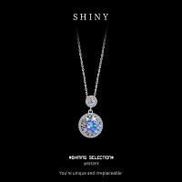 S925 Sterling Silver Cross-Border Round Moissanite Luxury Necklace, Tarnish-Resistant Birthday Gift-S925 sterling silver + 3-carat moissanite