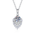 S925 Sterling Silver Moissanite Cross-Border Necklace with 1-Carat Super Sparkling Waterdrop Pendant-0-3