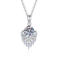 S925 Sterling Silver Moissanite Cross-Border Necklace with 1-Carat Super Sparkling Waterdrop Pendant-6.5mm high-carbon stone  925 silver