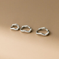 wholesale S925 Sterling Silver Diamond-Inlaid Wave-Shaped Ear Clasp Korean Fashion Ins Style Ear Cartilage Earring Jewelry M05417-9MM 925 Silver Earrings