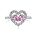 wholesale S925 Sterling Silver Exquisite and High-End Pink Heart Zirconia Design Women's Ring, Versatile and Stylish European Style Band-0-12