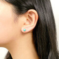 wholesale S925 silver plated with 14K gold, Japanese-style natural turquoise tassel earrings with detachable studs for women-0-3