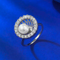 wholesale S925 silver new natural pearl ring for women, wealth-attracting treasure basin with dynamic pearl-0-2