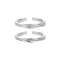 wholesale S925 Sterling Silver 3100 Small Niche Personality Couple Rings, Ins Minimalist Style, High-end Elegant Knot Design with Inlaid Diamonds-0-4