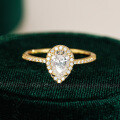 18K Gold Plated 925 Silver 1ct Moissanite Pear-Shaped Ring for Women, Hot Sale in Europe and America for Engagement-0-0