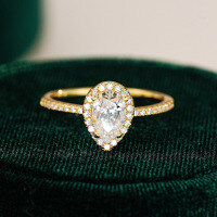 18K Gold Plated 925 Silver 1ct Moissanite Pear-Shaped Ring for Women, Hot Sale in Europe and America for Engagement.-Set with 1CT high-carbon diamond  US No. 9