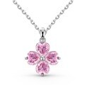 wholesale S925 Sterling Silver Korean New Arrival Necklace Ring Earrings Set for Women Valentine's Day Peach Blossom Heart-shaped Pink Zircon Inlay Ready to Ship-0-17