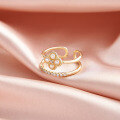 wholesale Metal material, cross-border niche design Korean style personalized high-end ring for women, lightweight luxury pearl zirconium open ring finger jewelry-0-2
