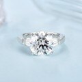 18k Gold Plated S925 Silver 5ct Moissanite Round Ring-0-1