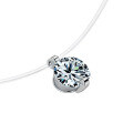 925 Silver Moissanite Mermaid Tear Stone Invisible Fishline Necklace-0-3