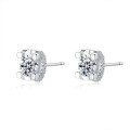 925 Silver Bull Head Earrings with Moissanite, Simple Wedding Gift-0-3