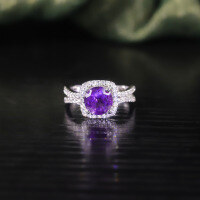 wholesale S925 sterling silver gemstone ring with small design, featuring natural topaz and amethyst, for cross-border markets in Europe and America-Natural Topaz Ring>US Size 7