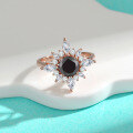 wholesale 18K Gold & S925 Sterling Silver Flower Ring Fashionable and Sophisticated 1 Carat Moissanite Diamond Ring-0-2