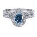 wholesale S925 Sterling Silver 15ct Pear-Shaped Moissanite Ring Set for Women High-End Stackable Rings Jewelry for Men-0-17