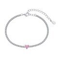 wholesale S925 Sterling Silver Cross-Border Women's Small Luxury 8A Colored High-Carbon Diamond Zircon Tennis Bracelet Wholesale-0-6