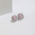 wholesale S925 Sterling Silver Icy Cut High-Carbon Diamond Earrings for Women, Luxury Style Pink Diamond Earrings-0-6