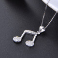 wholesale S925 Silver Fashion-Forward Minimalist Versatile Musical Note Pendant Necklace with Inlaid Diamonds-0-2