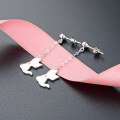wholesale S925 Sterling Silver Minimalist Dainty Cat Earrings with Long Tassel Drop Ear Threaders-0-2