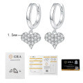 925 Sterling Silver Moissanite Heart Earrings, Trendy and Sweet-0-4