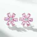 Sterling Silver Necklace with Flower Pendant and Zircon Chain-0-9