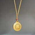 wholesale Antique Gold-Plated Sand Textured Pendant Necklace for Women, Adjustable Long Layering Chain, Vintage Gold Shop Style-0-1