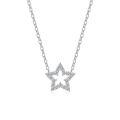 Sterling Silver Hollow-Out Wish Star Moon Necklace, Non-Fading Moissanite, Ins Style-0-4