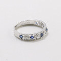 wholesale 18K Gold Art Li Jewelry Wholesale Fashion Commuter Style Minimalist Hollow Blue Sapphire Full-Cut Diamond Ring-0-2