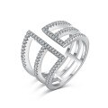 wholesale S925 sterling silver cross-border new style ring for women, set with zirconia, designed for daily wear with a high-end aesthetic-0-7