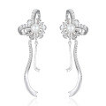 wholesale S925 Sterling Silver New Korean Ins Style Line Long Pearl Accessory Minimalist High-end Earrings for Women-0-4