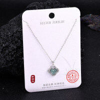 Metal Alloy Crystal Butterfly Necklace and Earring Set-S925 Sterling Silver + Jadeite NA-0154B 925 Silver
