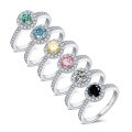 wholesale S925 Sterling Silver Amazon Cross-Border Best-Seller Ring with 05ct Round Colorful Moissanite Engagement Wedding Band, Including Certificate-0-4