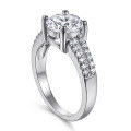 wholesale 925 Sterling Silver Women's 2-Carat Zircon Fashion Four-Prong Wedding Ring Silver Jewelry INS Wholesale Ring-0-4