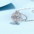 wholesale S925 Sterling Silver Four-Prong Moissanite Necklace for Women, Fresh and Sophisticated Everyday Versatile Piece to Gift Your Girlfriend-0-1