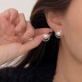 wholesale S925 Sterling Silver Pearl Circle Ear Studs Women's Korean High-end Summer New Season Luxury Versatile Earrings-0-2