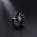 wholesale S925 Sterling Silver Small Niche Design Horse Eye Natural Garnet Ring, Irregular Setting Exaggerated Gemstone Ring-0-2