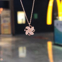 wholesale S925 Sterling Silver Rotating Pinwheel Necklace Pendant for Women, Collarbone Chain, Gift for Girlfriend on Valentine's Day-BX0157-Rose Gold 925 Silver