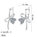 S925 Sterling Silver Moissanite Bow Heart Ear Studs-0-3