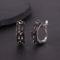 wholesale S925 sterling silver dark gothic-style earrings with group-set garnet, topaz, and crystal gemstones, hot-selling for foreign trade-0-4