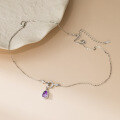 wholesale S925 Silver Nalan Fresh Sweet Ins Style Niche Design Crystal-Inlaid Amethyst Gourd Circular Necklace Y02190-0-2
