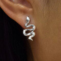 wholesale S925 Sterling Silver Micro-Inlaid Zircon Snake Earrings, Fashionable Commute OL Personality Trend High-End Ear Accessories-0-0