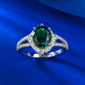 wholesale S925 silver jewelry live stream Xiaohongshu style 7*9 emerald simulated diamond ring, fashionable and versatile-0-2