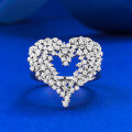 wholesale S925 Sterling Silver European and American New Style Dazzling Heart-Shaped Full Diamond Ring for Fashionable Commuting-0-0