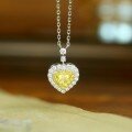wholesale S925 Sterling Silver Red Elk Allover Yellow Diamond Heart Pendant High-End Sensation Love Necklace for Women Luxurious Full Diamond Collarbone Chain-0-5