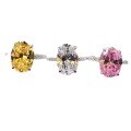 wholesale S925 silver with high-carbon diamond, oval 9*13 yellow diamond, white diamond, pink diamond, Western radiant cut ring-0-4